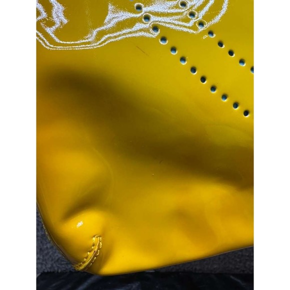NWD Tory Burch Patent Leather Contrast T-Tote Bag Yellow Turquoise One Size - Picture 11 of 15